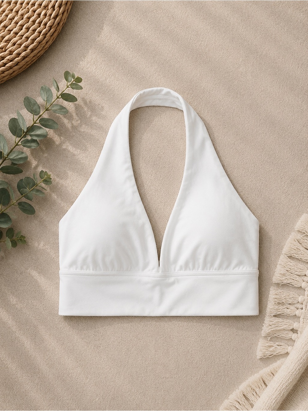 lululemon Align White Halter Bra Longline Size 10 C/D Fitness Workout